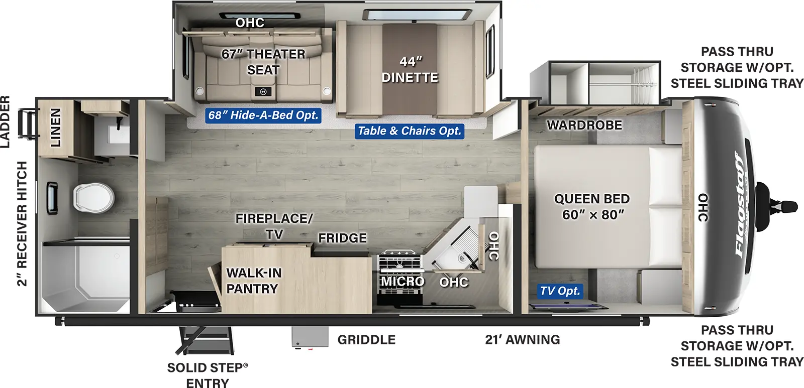 Flagstaff Super Lite Travel Trailers 26RBWS Floorplan